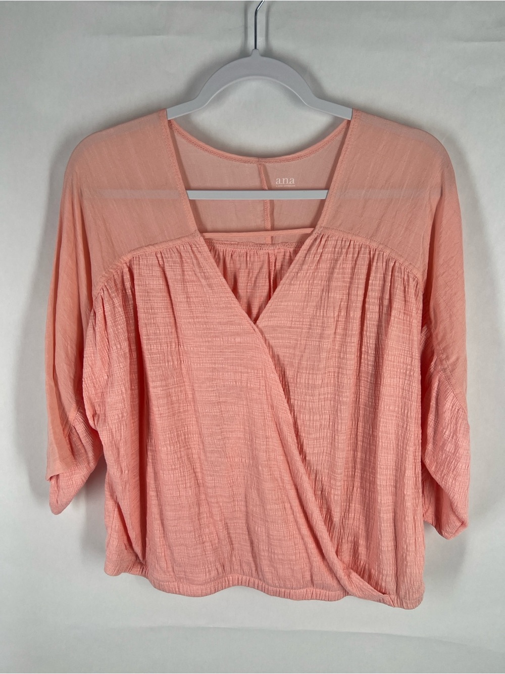 a.n.a‎ Peach Textured Wrap-Front Blouse
